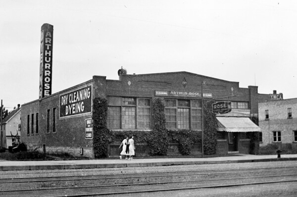 Old Black and White Photo Taken Outside the Shop